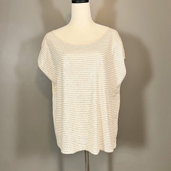 NWT Loft Tshirt XL Gold Sequin Glam Going Out Party Boxy Mob Wife Boho Chic - Picture 1 of 8